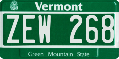 VT license plate ZEW268