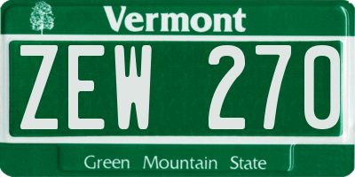 VT license plate ZEW270