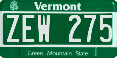 VT license plate ZEW275