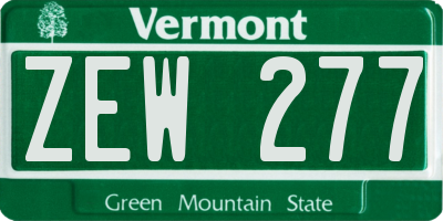 VT license plate ZEW277