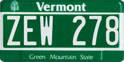 VT license plate ZEW278