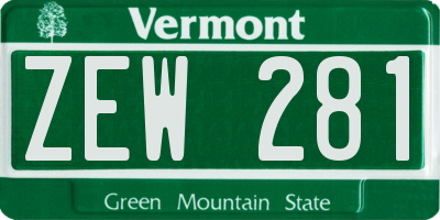 VT license plate ZEW281