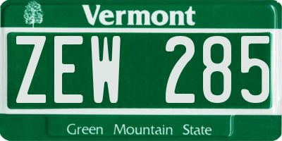 VT license plate ZEW285