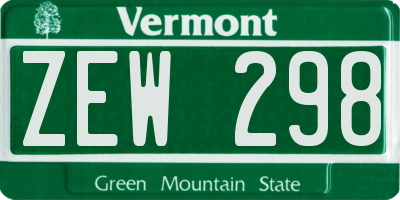 VT license plate ZEW298