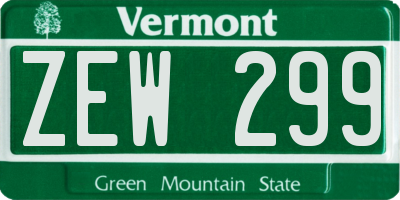 VT license plate ZEW299