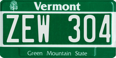 VT license plate ZEW304