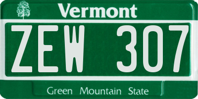 VT license plate ZEW307