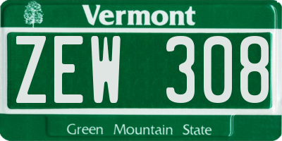 VT license plate ZEW308