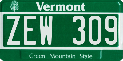 VT license plate ZEW309