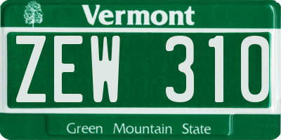 VT license plate ZEW310