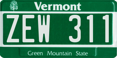 VT license plate ZEW311