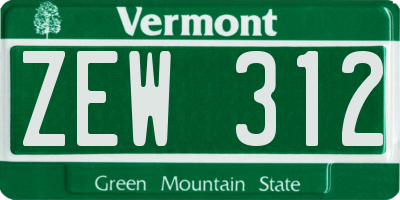 VT license plate ZEW312