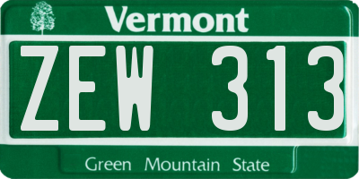 VT license plate ZEW313