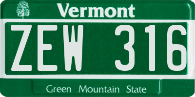 VT license plate ZEW316