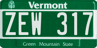 VT license plate ZEW317
