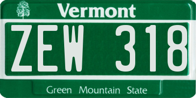 VT license plate ZEW318