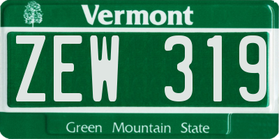 VT license plate ZEW319