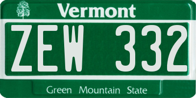 VT license plate ZEW332