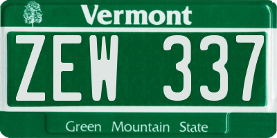 VT license plate ZEW337