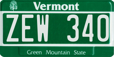 VT license plate ZEW340