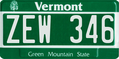 VT license plate ZEW346
