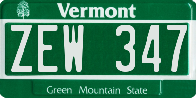 VT license plate ZEW347
