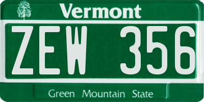 VT license plate ZEW356