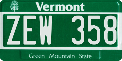 VT license plate ZEW358