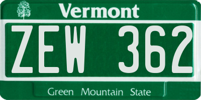 VT license plate ZEW362