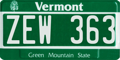 VT license plate ZEW363