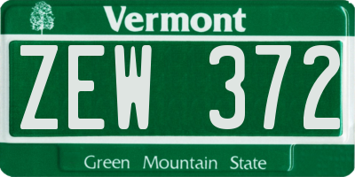 VT license plate ZEW372
