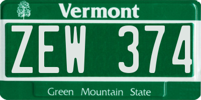 VT license plate ZEW374
