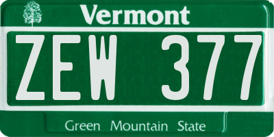 VT license plate ZEW377
