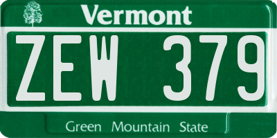 VT license plate ZEW379