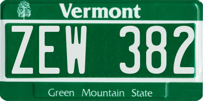 VT license plate ZEW382