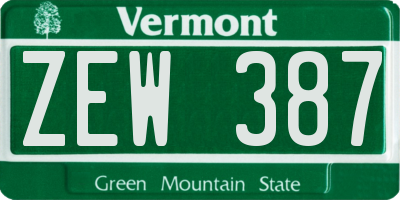 VT license plate ZEW387