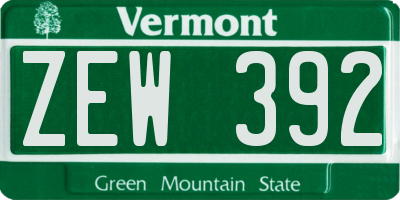 VT license plate ZEW392
