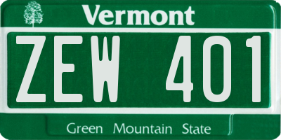 VT license plate ZEW401
