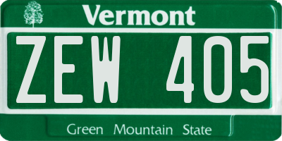 VT license plate ZEW405
