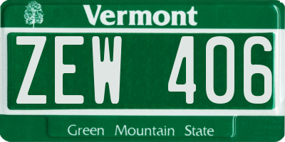VT license plate ZEW406