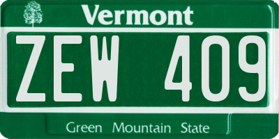 VT license plate ZEW409