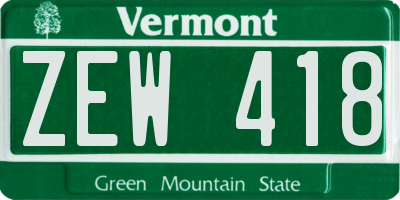 VT license plate ZEW418
