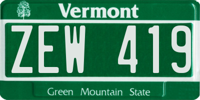 VT license plate ZEW419