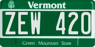 VT license plate ZEW420