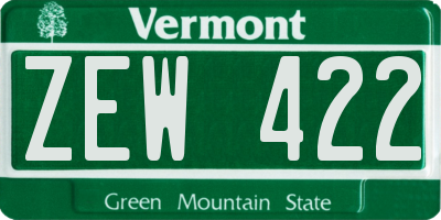 VT license plate ZEW422