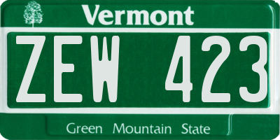 VT license plate ZEW423