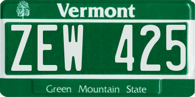 VT license plate ZEW425