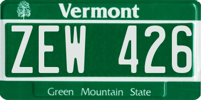 VT license plate ZEW426