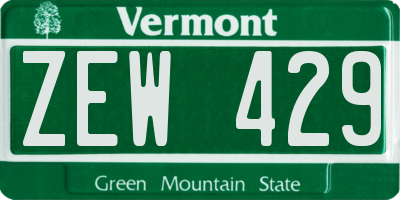 VT license plate ZEW429