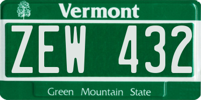 VT license plate ZEW432